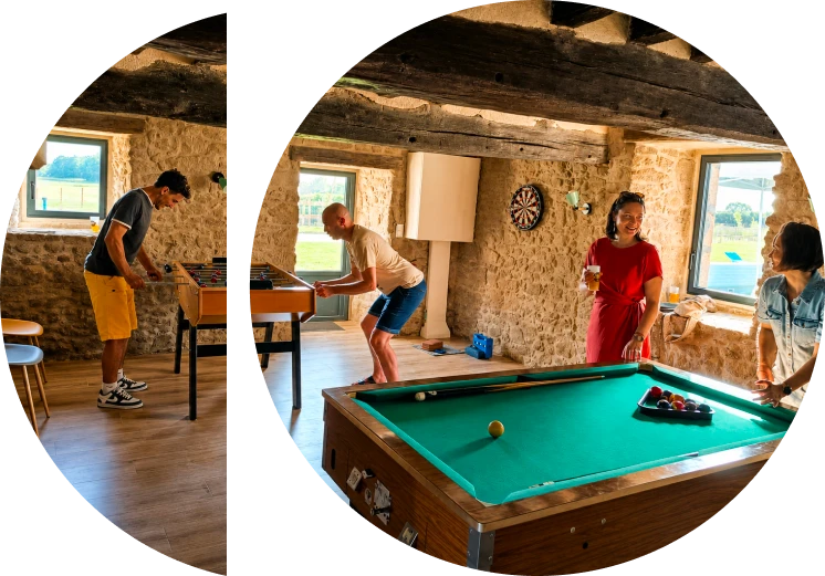 Salle de billard et baby foot